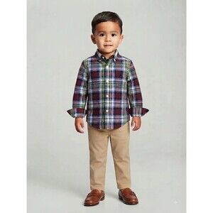 Ralph Lauren Multi Color Plaid Oxford Button Down Shirt Size 3T